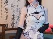 书房抚琴美女长腿如白玉酥胸古筝服性感诱惑图片