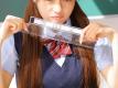 娃娃脸美女学生双马尾日系制服双手托腮露齿甜笑图片